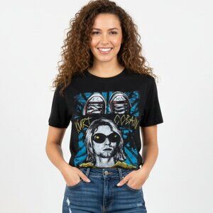 Kurt Cobain Graphic T-Shirt Black Size Small